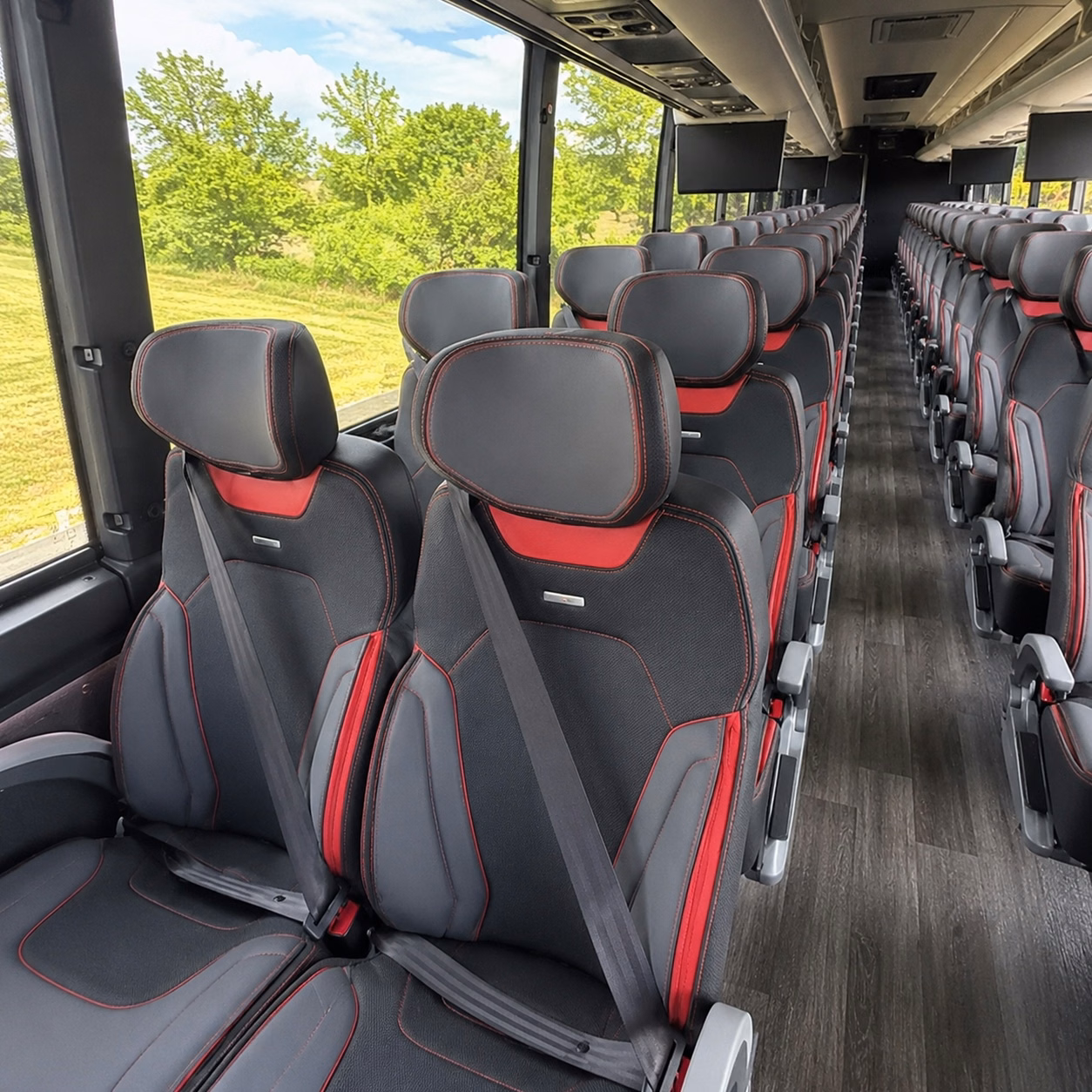 56 passenger charter bus inside